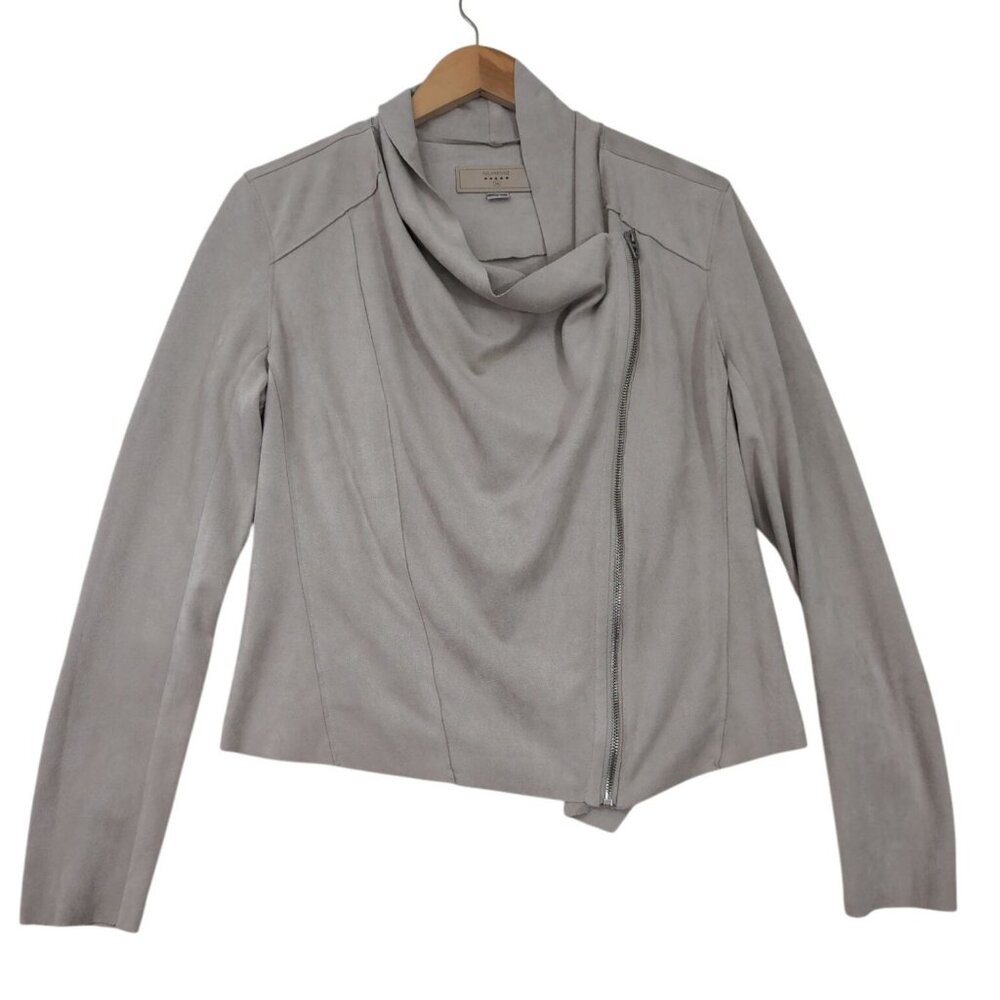 Blank NYC Jacket Womens M Beige Moto Faux Suede‎ Leather Lightweight Stretchy
